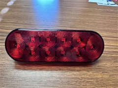 Oval 6" Led Tail Light, Tri-Pole, Red Lens  