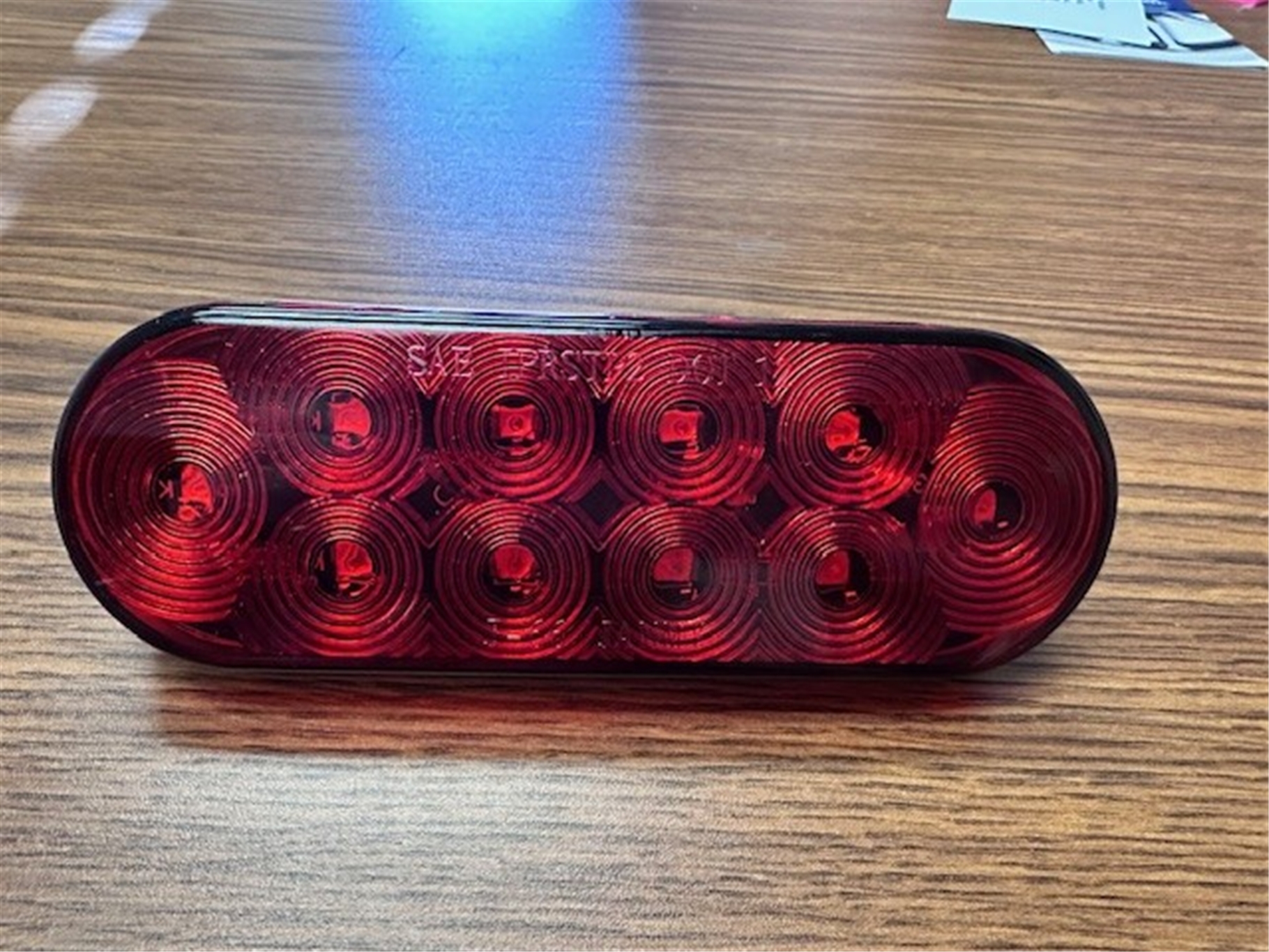 Oval 6" Led Tail Light, Tri-Pole, Red Lens  